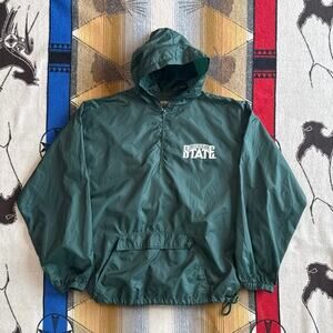Vintage 90s Michigan State University Pullover Hooded Windbreaker Size XL